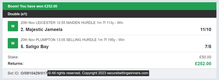 Secure Betting Winners - Winner - 10/07/2023