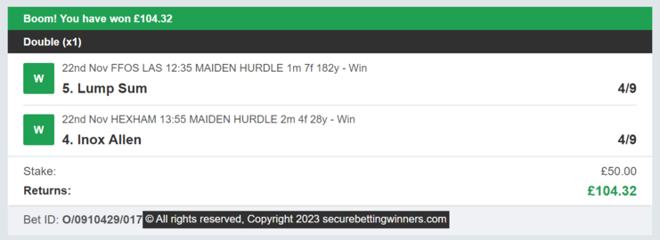 Secure Betting Winners - Winner - 10/07/2023